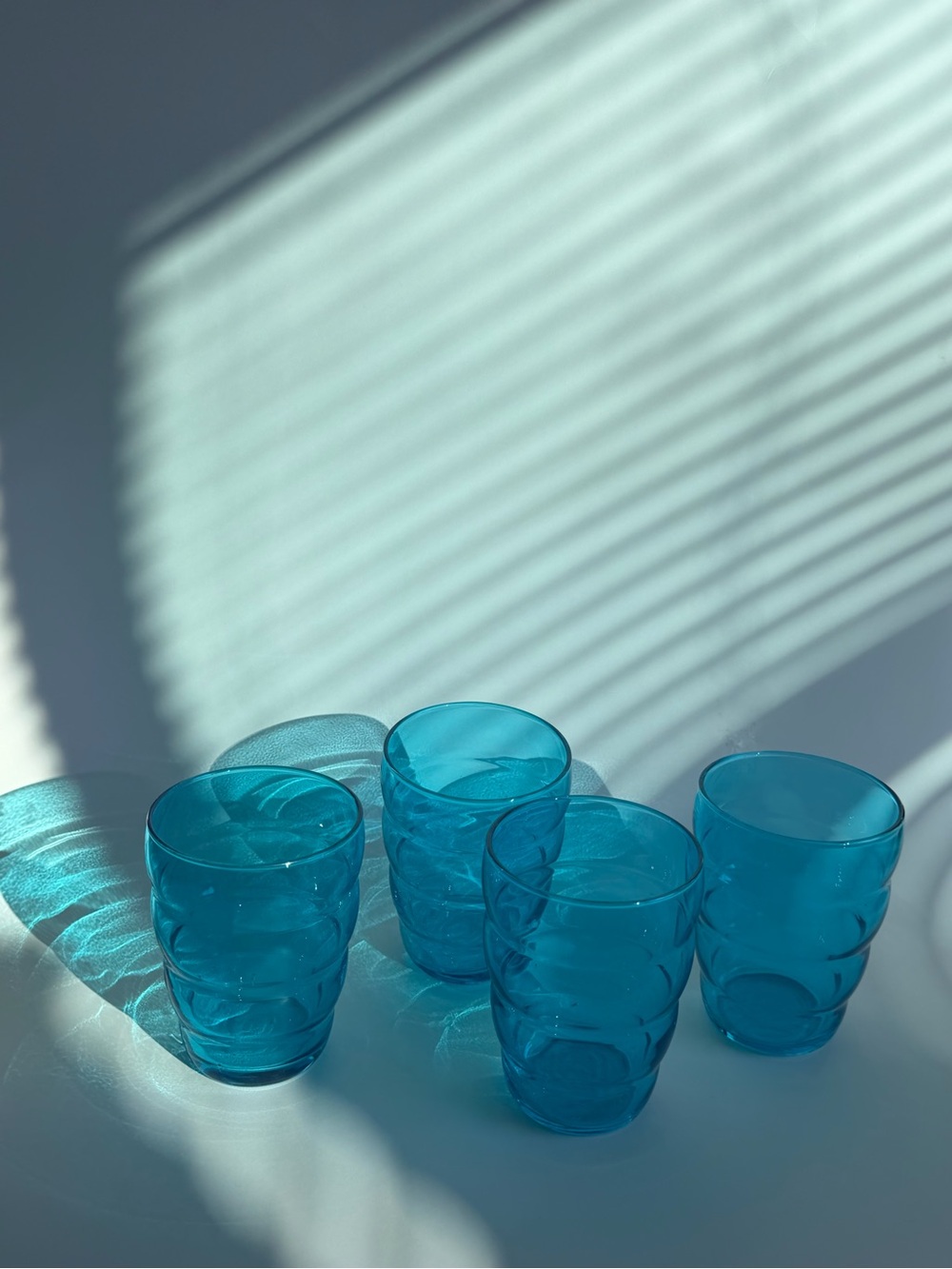 IKEA Skoja Beehive Bubble-Ripple Teal Blue (Discontinued) Set Of 4